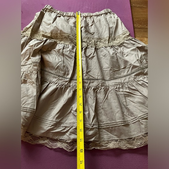 Japanese Voi·e·noi Fairy core Lace Tiered Skirt Tan brown - Picture 12 of 14